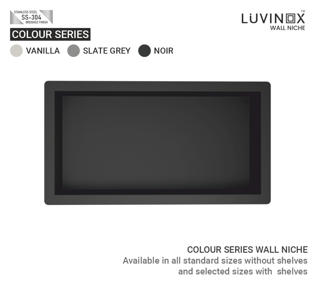 COLOUR SERIES WALL NICHE NOIR RECTANGLE 300 mm x 150 mm 12 x 6 Inches LUVINOX