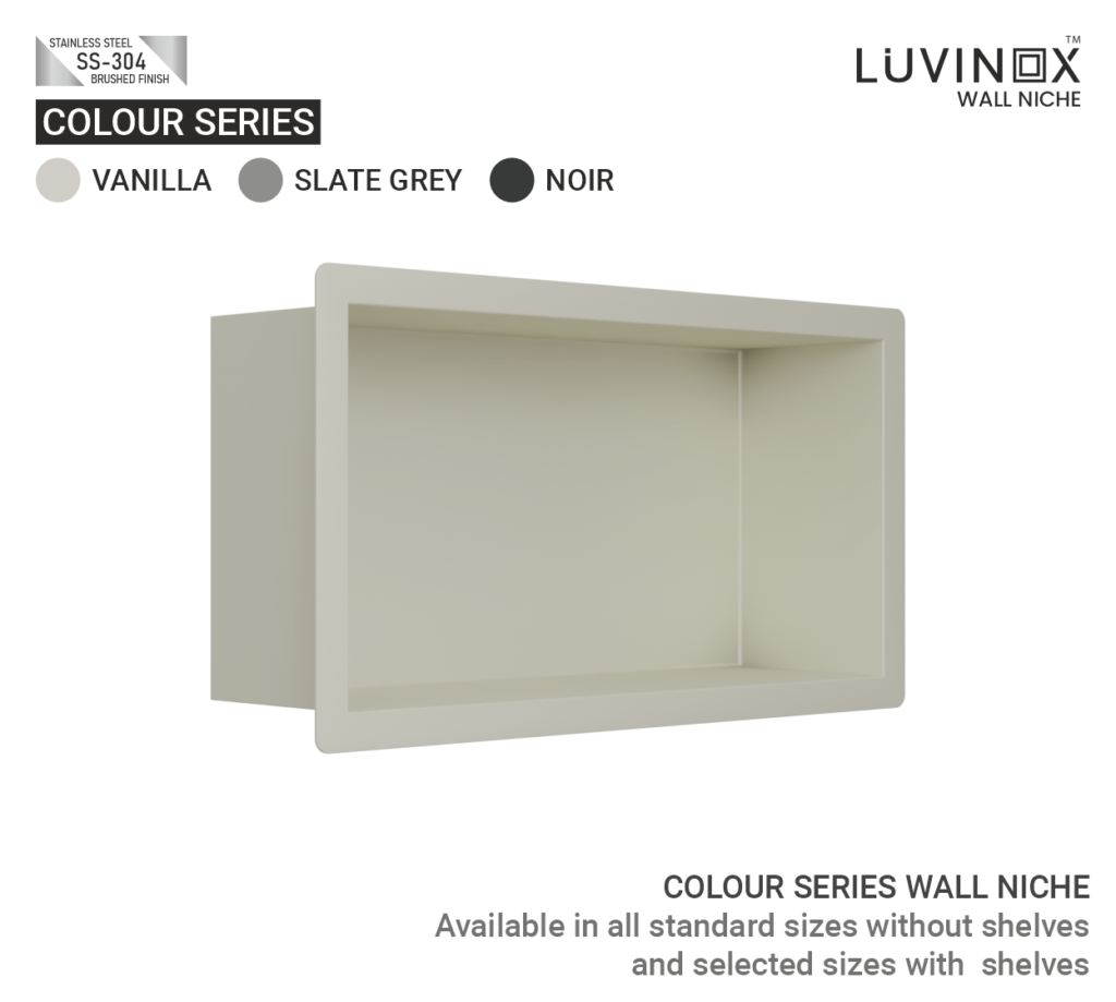COLOUR SERIES WALL NICHE VANILLA RECTANGLE SIDE VIEW 300 mm x 150 mm 12 x 6 Inches LUVINOX