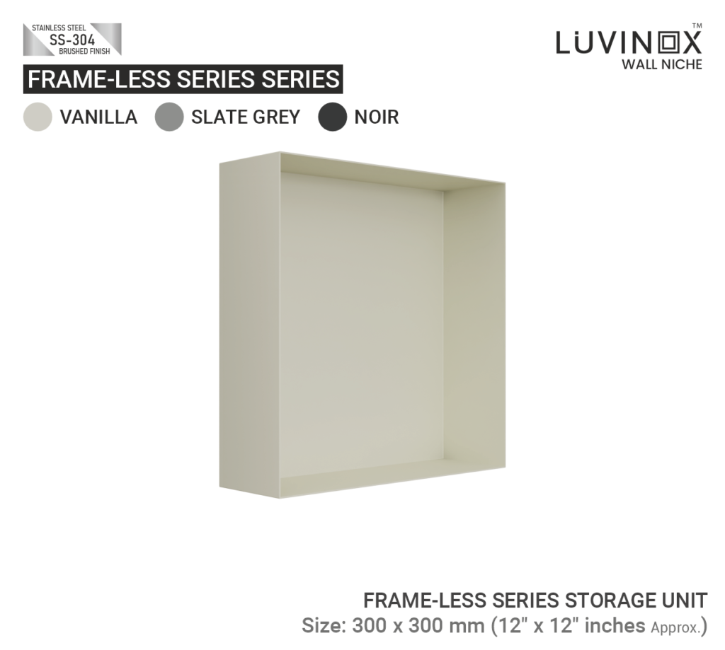 FRAME LESS SERIES STORAGE UNIT SIDE COLOUR SERIES VANILLA 300 x 300 mm 12 x 12 Inch
