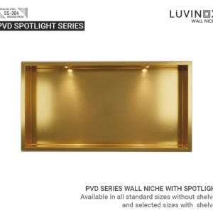 PVD Stainless Steel Spotlight Bathroom Wall Niche - 600 x 300 mm