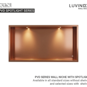 PVD Stainless Steel Spotlight Bathroom Wall Niche - 300 x 150 mm