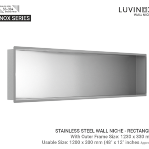 Inox Stainless Steel Bathroom Wall Niche - 1200 x 300 mm