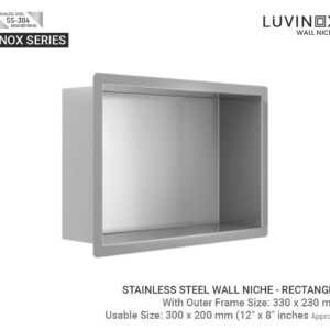 Inox Stainless Steel Bathroom Wall Niche - 300 x 200 mm