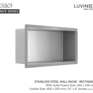 Inox Stainless Steel Bathroom Wall Niche - 400 x 200 mm