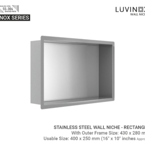 Inox Stainless Steel Bathroom Wall Niche - 400 x 250 mm