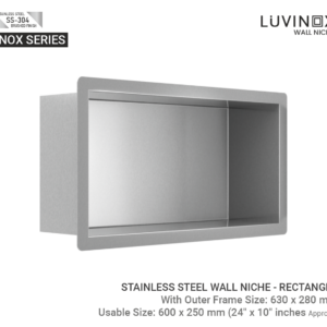 Inox Stainless Steel Bathroom Wall Niche - 600 x 250 mm