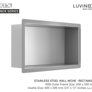 Inox Stainless Steel Bathroom Wall Niche - 600 x 300 mm