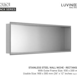 Inox Stainless Steel Bathroom Wall Niche - 900 x 300 mm