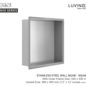 Inox Stainless Steel Bathroom Wall Niche - 300 x 300 mm