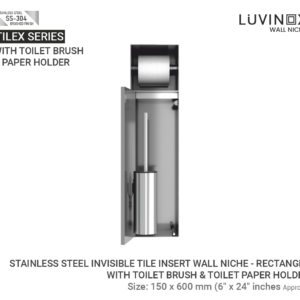 Tilex Stainless Steel Tile Invisible Tile Insert Niche - 150 x 600 mm