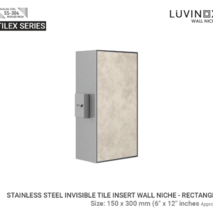 Tilex Stainless Steel Tile Insert Bathroom Wall Niche - 150 x 600 mm