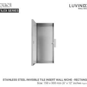 Tilex Stainless Steel Tile Insert Bathroom Wall Niche - 150 x 300 mm