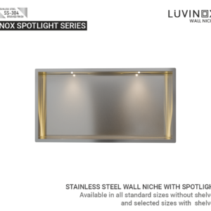 Inox Stainless Steel Spotlight Bathroom Wall Niche - 300 x 150 mm