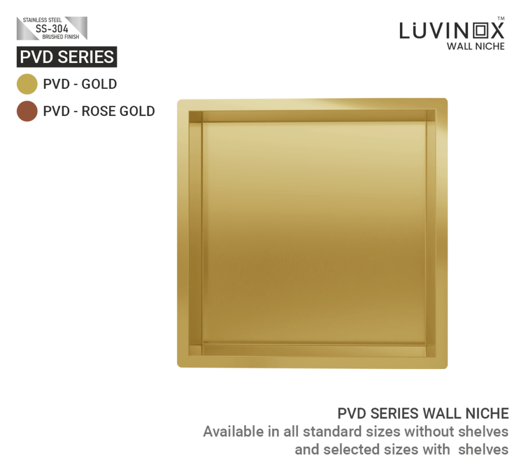PVD WALL NICHE Gold SQUARE 300x 300 mm