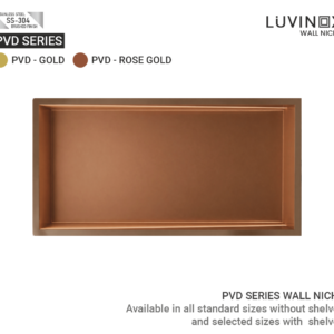 PVD Stainless Steel Bathroom Wall Niche - 300 x 150 mm