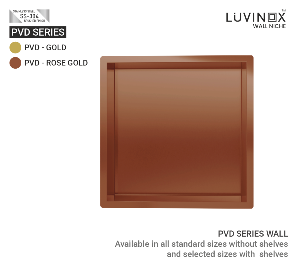 PVD WALL NICHE Rose Gold SQUARE 300x 300 mm